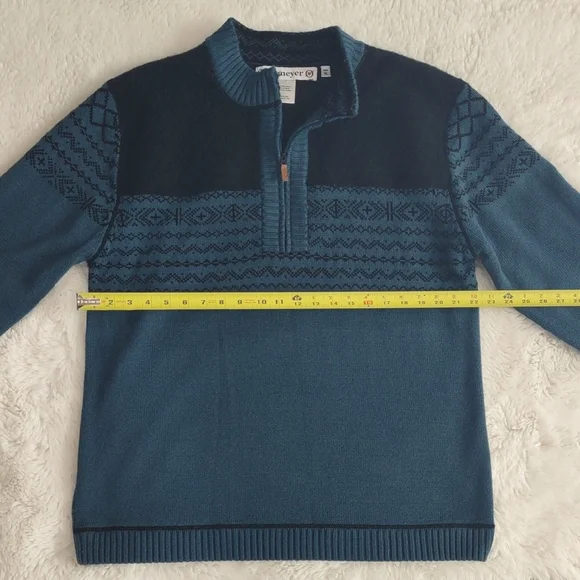 Obermeyer Men's Teal and Navy Zip-Up Sweater - Picture 12 of 17